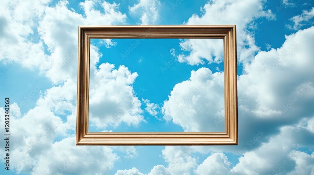 Ad frame with cloud and blue sky effects, showcasing a framed, natural cloudscape with bright, open skies for focus Ad frame with cloud and blue sky effects, showcasing a framed, natural cloudscape with bright, open skies for focus