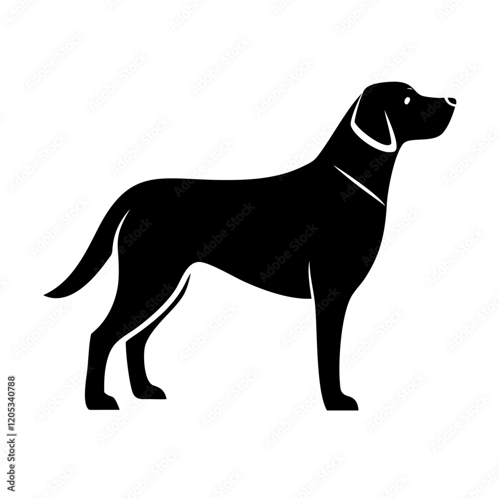 A charming and approachable depiction of a standing dog, great for logos, pet-related branding, and digital applications. A charming and approachable depiction of a standing dog, great for logos, pet-related branding, and digital applications.