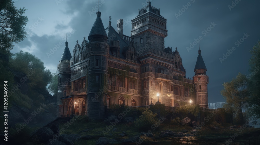 Obraz premium Enchanted Castle at Dusk