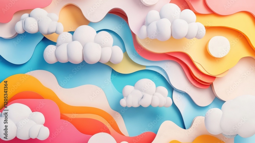 Ad mockup with clouds and abstract elements, blending artistic cloud patterns with a sleek layout for promotional material Ad mockup with clouds and abstract elements, blending artistic cloud patterns with a sleek layout for promotional material