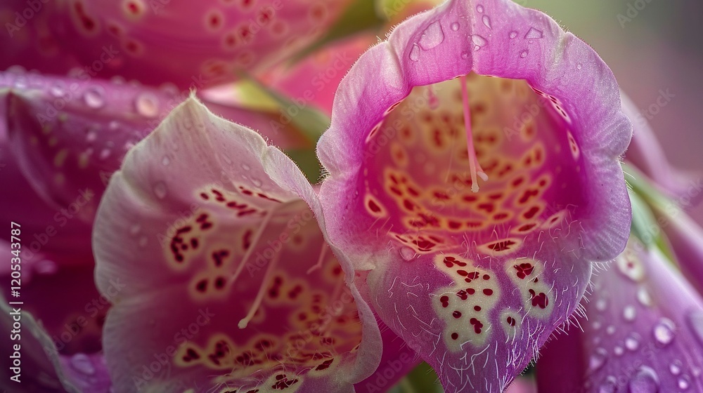 A photo of a close-up of a foxglove flower. A photo of a close-up of a foxglove flower.