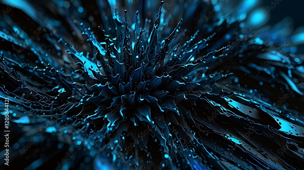 Fototapeta premium Abstract representation of dynamic fluid shapes in blue tones, evoking energy and movement.
