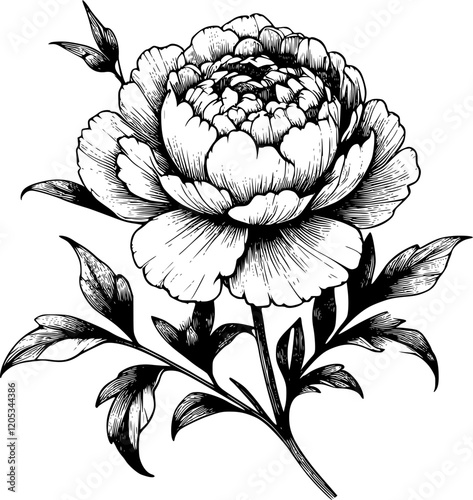 illustration of peony vector art, a handrawn of peony. photo