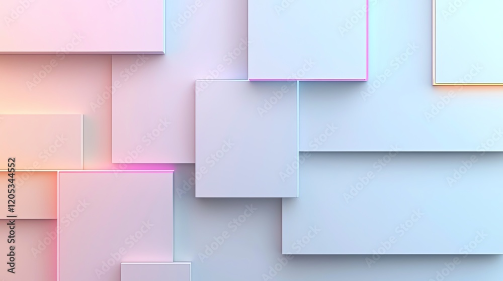 Abstract geometric background with layered pastel-colored rectangles, creating a modern and minimalist 3D effect. Abstract geometric background with layered pastel-colored rectangles, creating a modern and minimalist 3D effect.