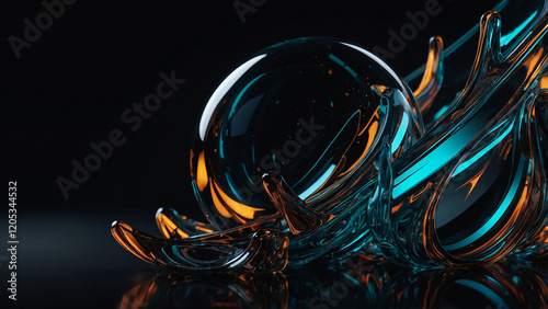 organic shape metal abstract technology design art background 3d render illustration. 3D Illustration