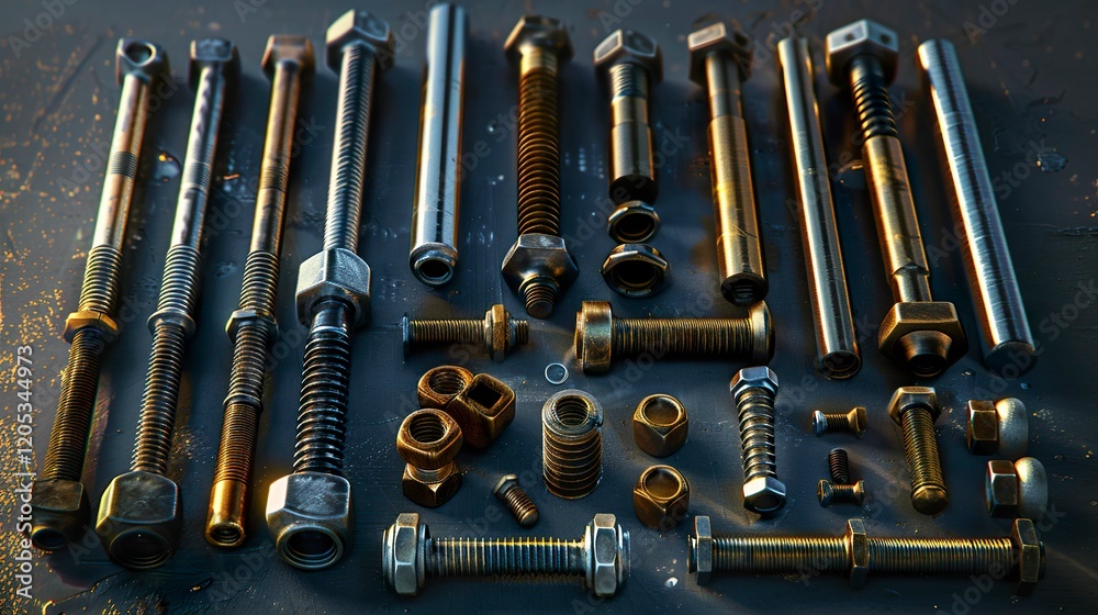 Fototapeta premium A photo of a collection of different types of bolt