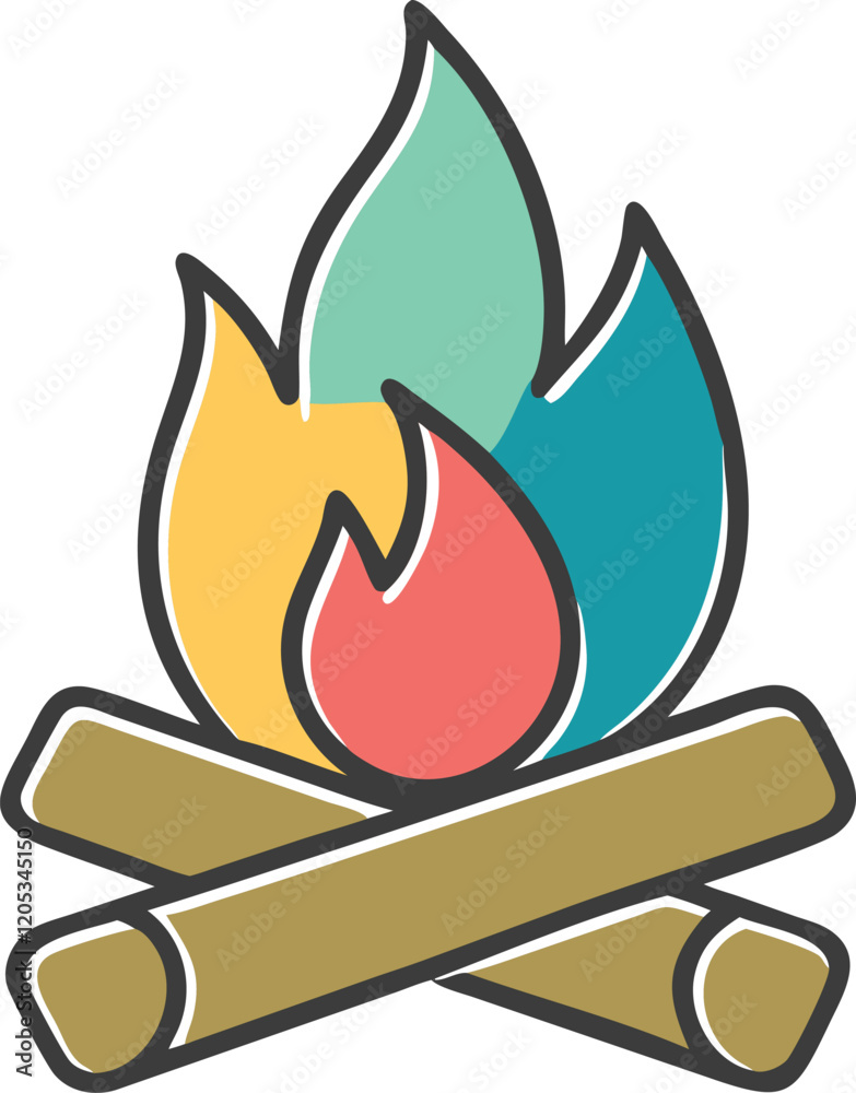 Campfire Icon Vector - Perfect for Outdoor and Camping Designs Campfire Icon Vector - Perfect for Outdoor and Camping Designs