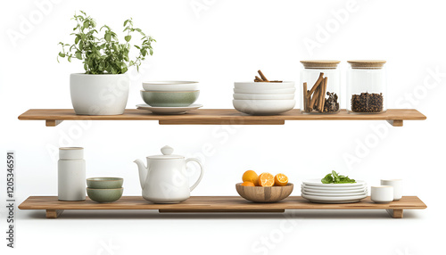 Wallpaper Mural Shelves with various food ingredients and kitchen utensils Torontodigital.ca