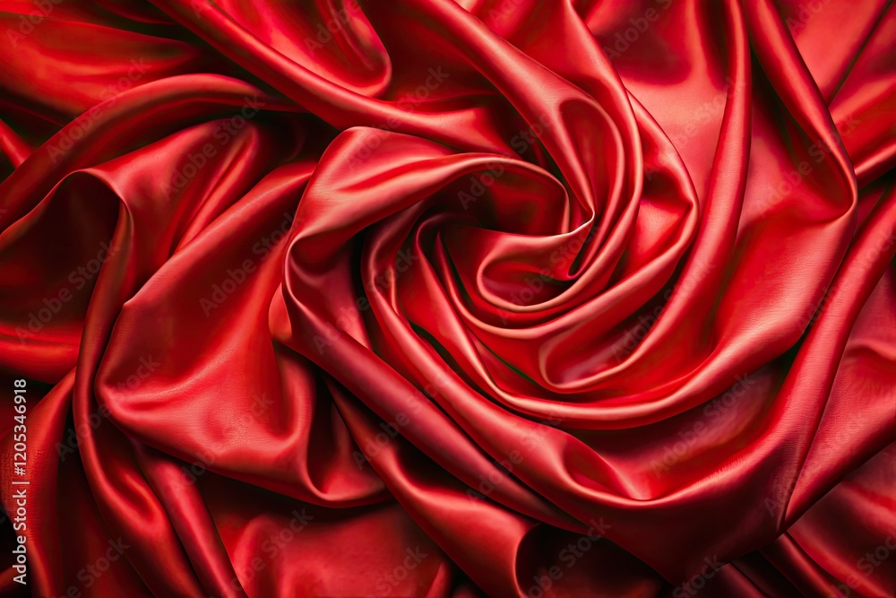 Obraz premium Aerial view: opulent red satin, luxurious waves, textured elegance captured by drone photography.