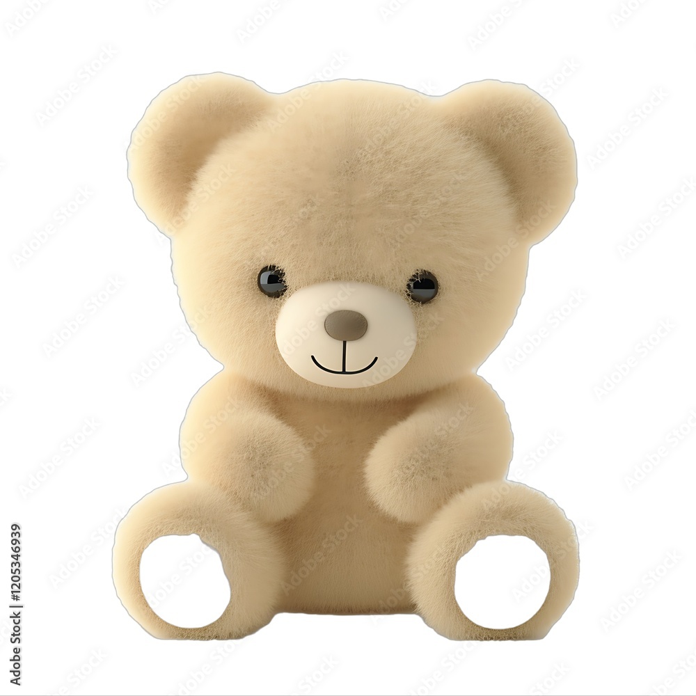 Fototapeta premium Cute Fluffy Teddy Bear with a Friendly Smile White background. 