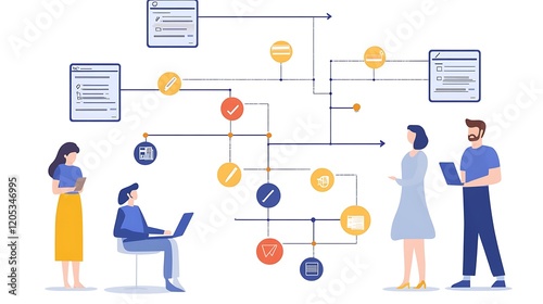 a flowchart showing the process of conducting an FBA, with visual elements representing the identification of triggers and functions of behaviors, creating a clear and informative layout
