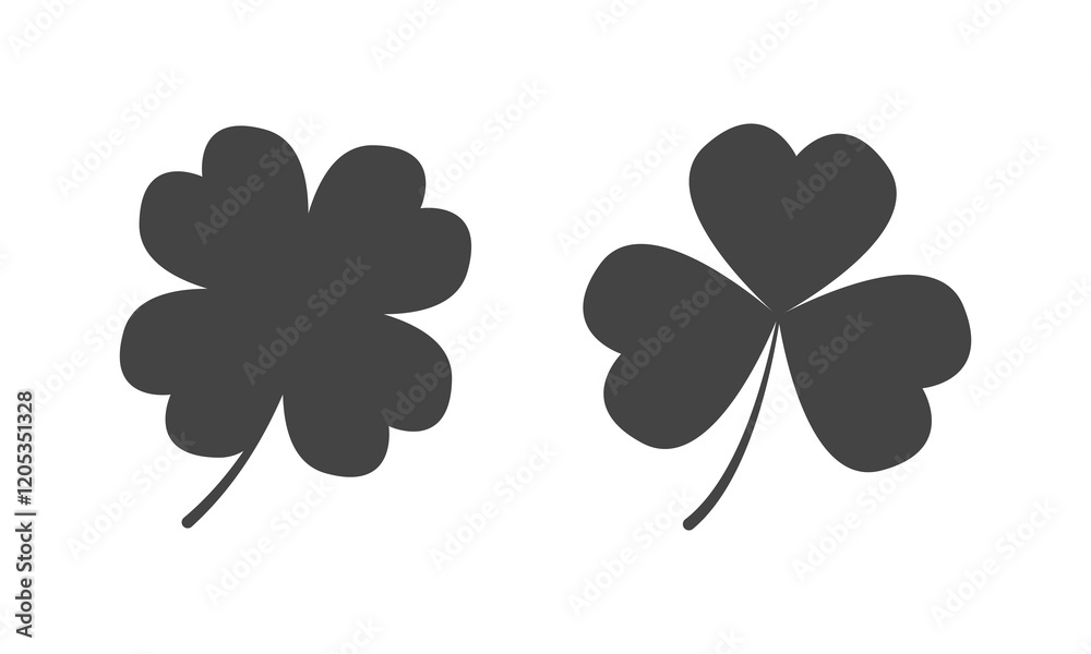 Shamrock plant black icon. Four leaf for good luck. Irish holiday springtime emblem. Vector illustration Shamrock plant black icon. Four leaf for good luck. Irish holiday springtime emblem. Vector illustration