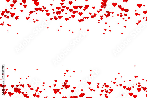 Red hearts isolated on white with copy space illustration.