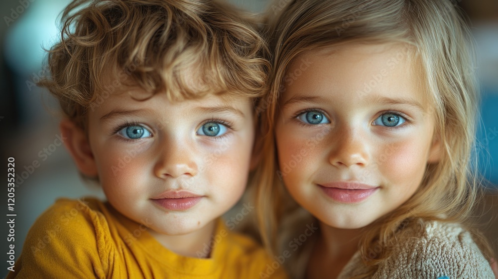 Portrait of two happy children smiling for the camera Portrait of two happy children smiling for the camera