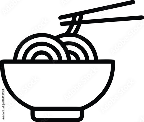 Minimalistic Noodle Bowl Vector with Chopsticks
