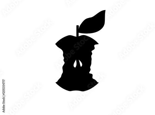 Dried Apple Core Icon, Organic Biodegradable Garbage Symbol, Fruits Compote Ingredient