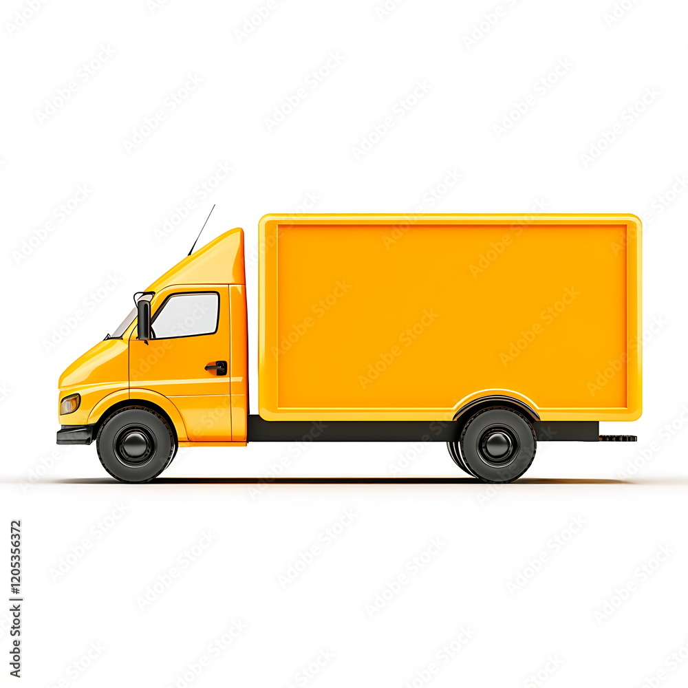 Yellow delivery van on a white background Yellow delivery van on a white background