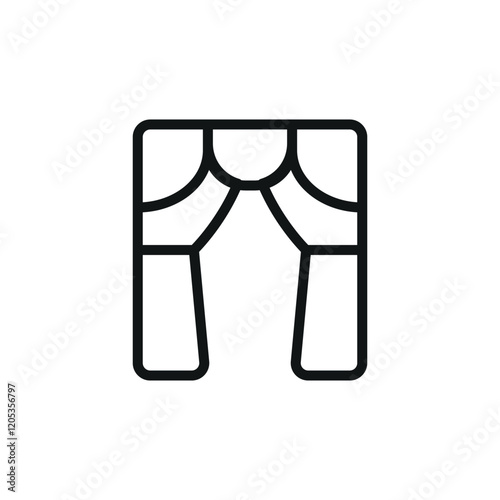Curtains blinds icon represents window coverings and interior decor, perfect for home design, privacy concepts, and furniture illustrations.