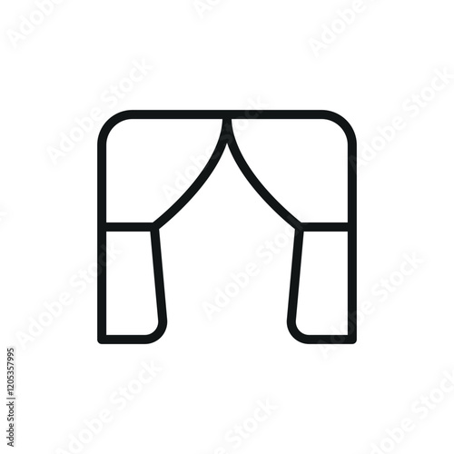 Curtains blinds icon represents window coverings and interior decor, perfect for home design, privacy concepts, and furniture illustrations.