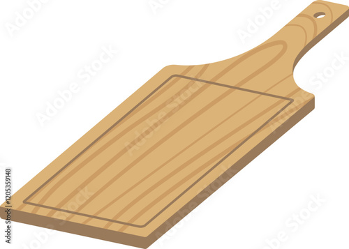 Rectangle wooden cutting board isometric