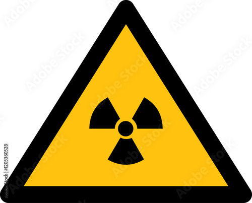 Black and yellow triangle shaped atomic radiation warning sign. Illustration made January 19th, 2025, Zurich, Switzerland.