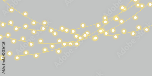 Christmas lights isolated on transparent background.