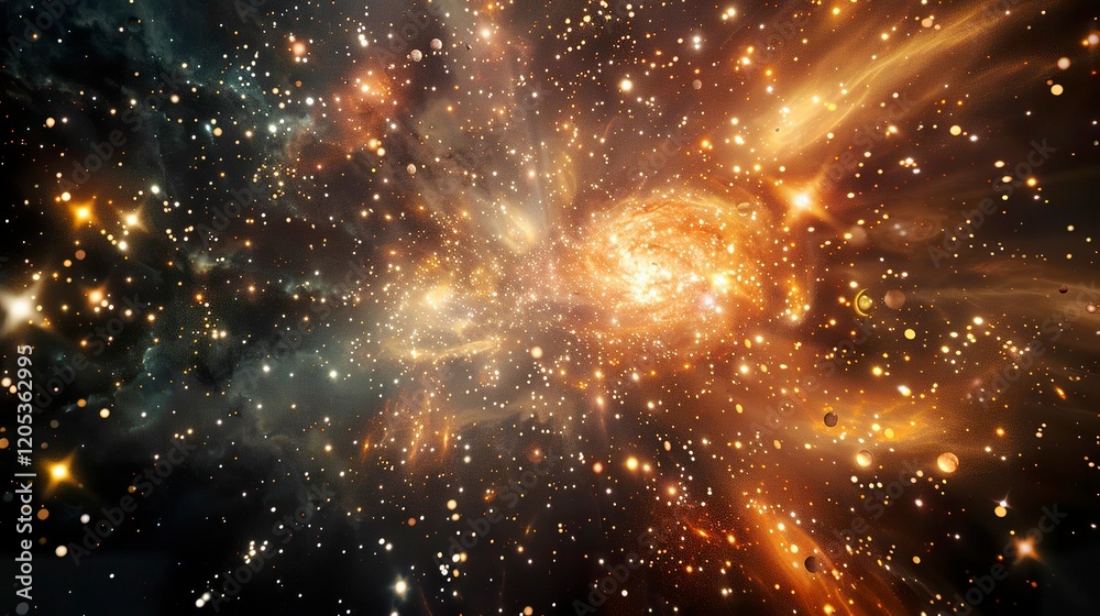 Obraz premium A photo of fireworks in a cosmic storm.