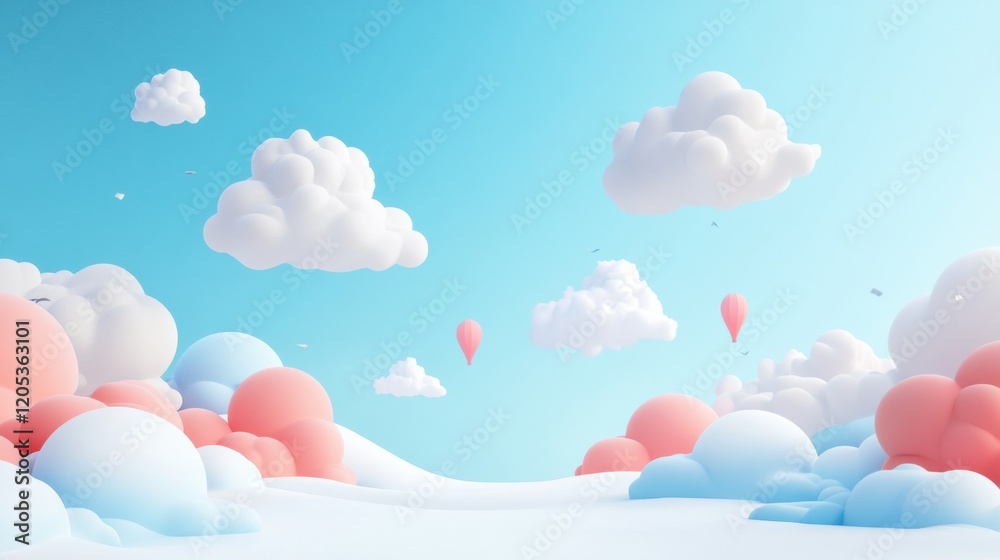Obraz premium Cloudy sky for advertising design, showcasing a bright and airy scene with scattered clouds, perfect for branding and marketing