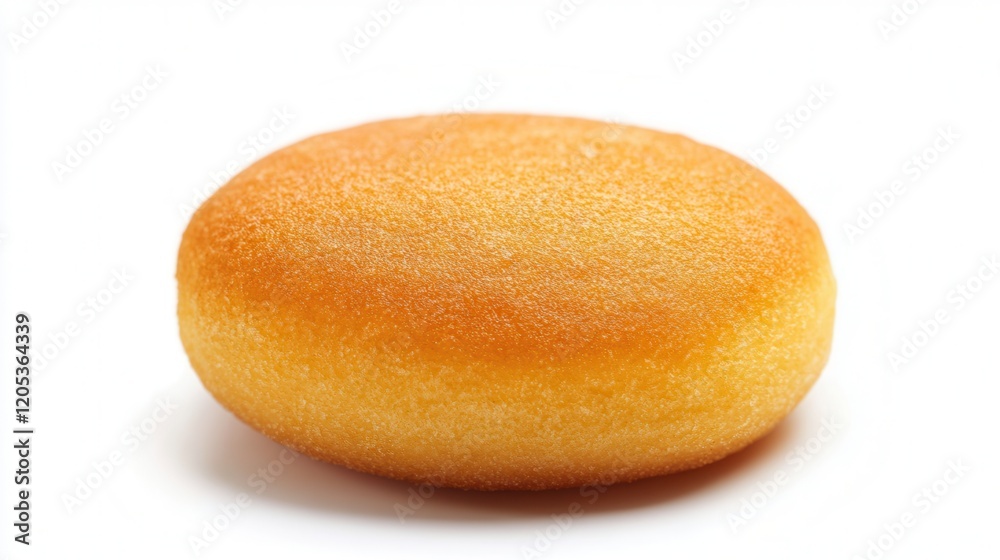 A small, round doughnut rests on a clean white surface, showcasing its simple yet appealing shape and texture. A small, round doughnut rests on a clean white surface, showcasing its simple yet appealing shape and texture.