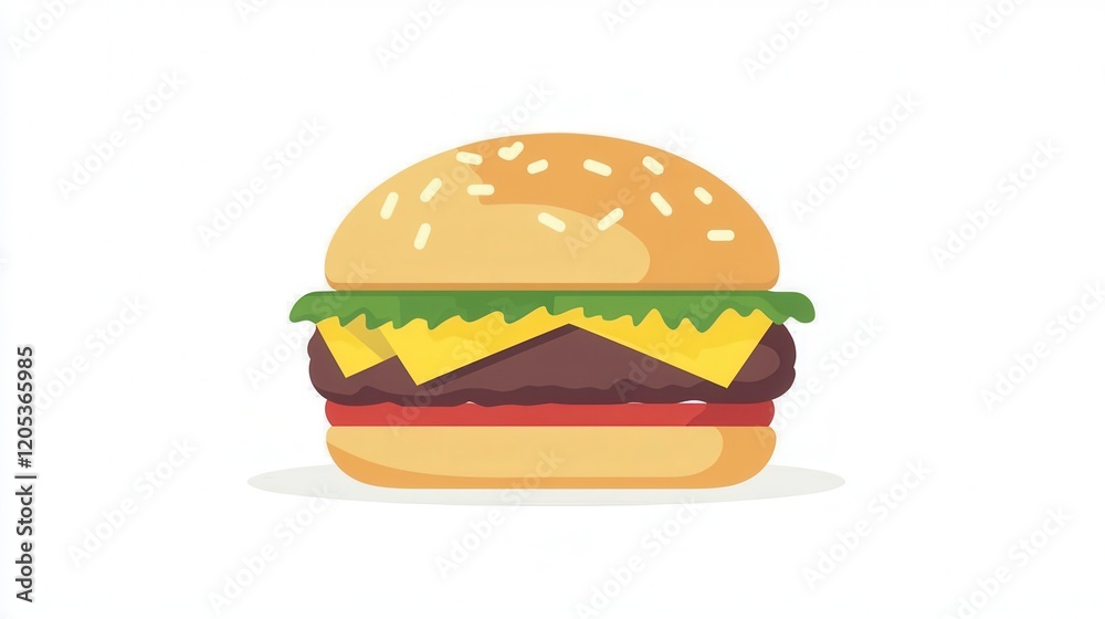 A delicious hamburger featuring melted cheese and fresh lettuce, showcasing a classic fast-food staple with vibrant colors and textures.