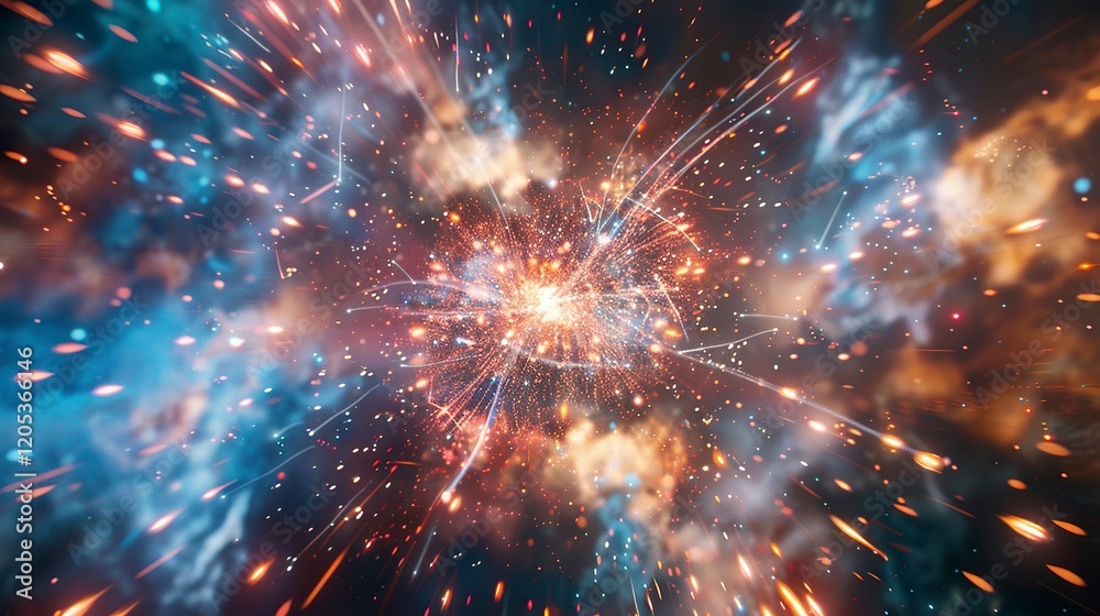 A photo of fireworks with a pulsar in the background A photo of fireworks with a pulsar in the background