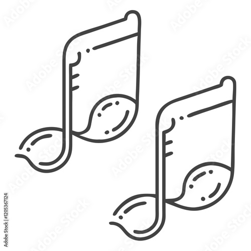 Musical notes in simple line art design on a white background  