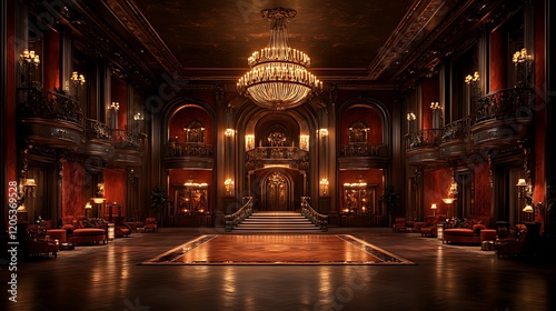 Grand Ballroom, opulent interior, dance floor, evening, luxury,  film set