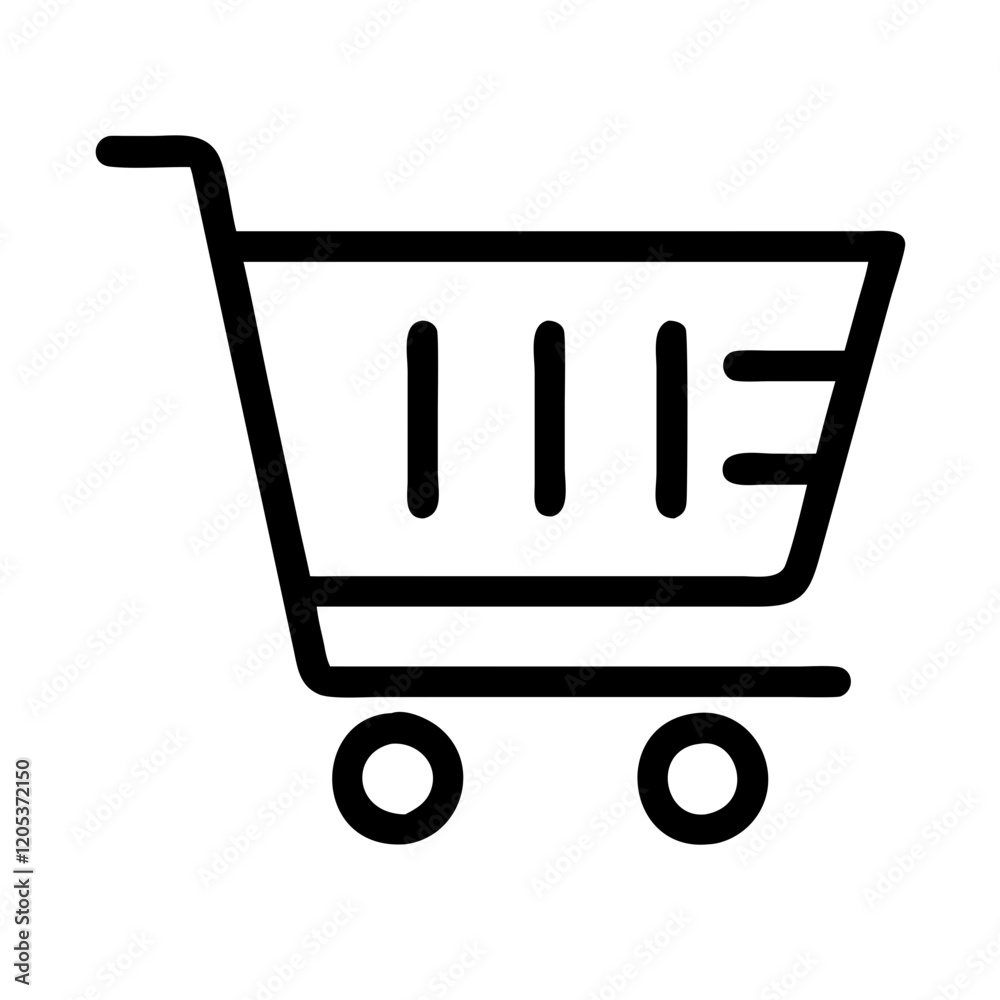Shopping cart icon in minimalistic style on clear background Shopping cart icon in minimalistic style on clear background