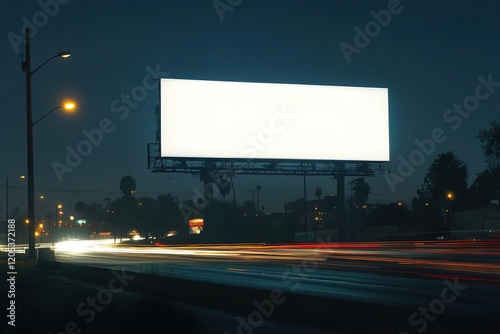 Blank billboard in Times Square at night