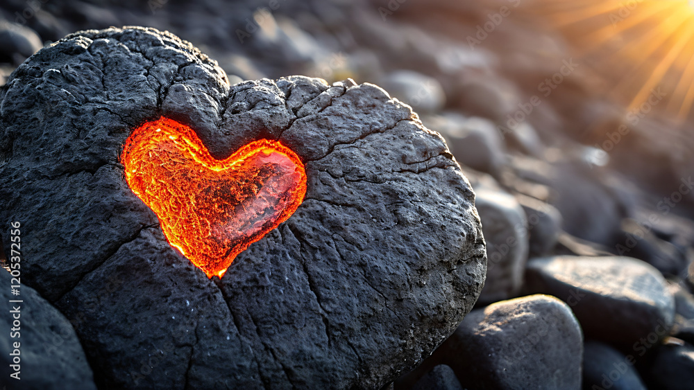 Fototapeta premium red heart on the stone
