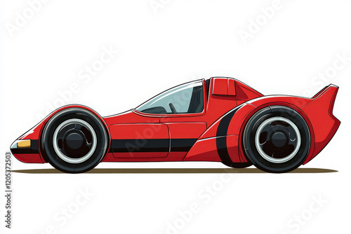 Sleek Red Racing Car Illustration with Unique Design Features and Dynamic Profile for Automotive Enthusiasts and Illustrators Showcase