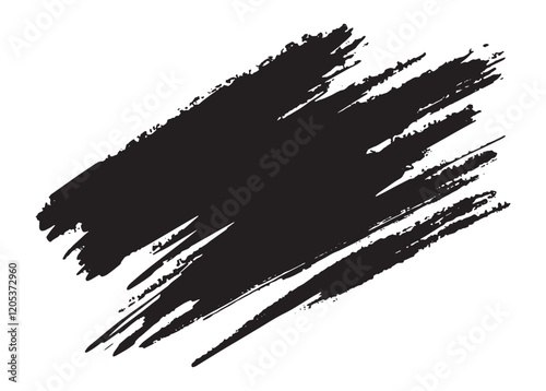 Best Grunge Badge Brush Hand Drawn Black Sticker Black Brush Stroke Vector Illustration for Creative Designs.