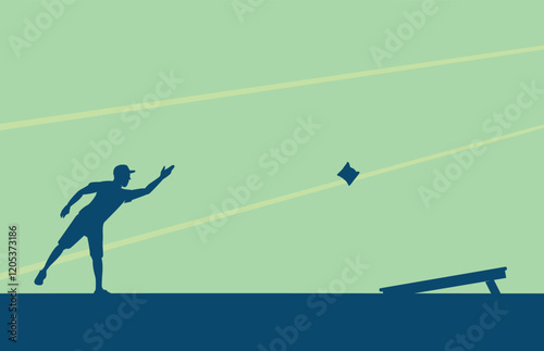 Premium Illustration of cornhole player throwing a flat bag best for your digital graphic and print	