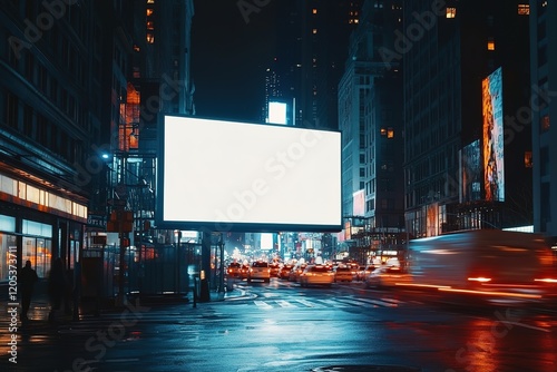 Blank billboard in Times Square at night