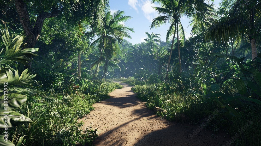 Tropical path sunlight jungle paradise travel adventure Tropical path sunlight jungle paradise travel adventure