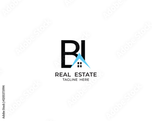 Modern Letter BI and real estate logo design