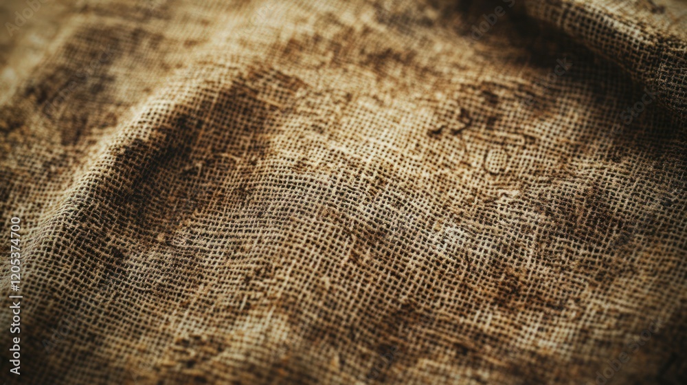 Fototapeta premium Detailed close-up texture of rough burlap fabric provides an organic, rustic background suitable for natural product advertising or rustic themes.