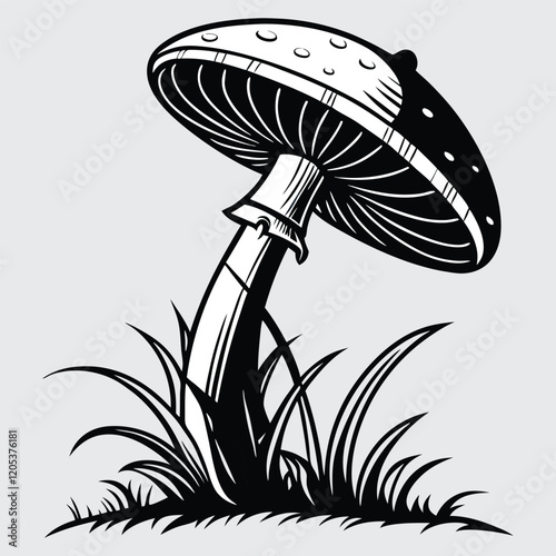 Mushroom image silhouette vector art and illustration