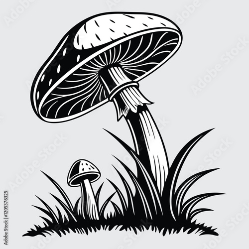 Mushroom image silhouette vector art and illustration
