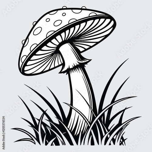 Mushroom image silhouette vector art and illustration