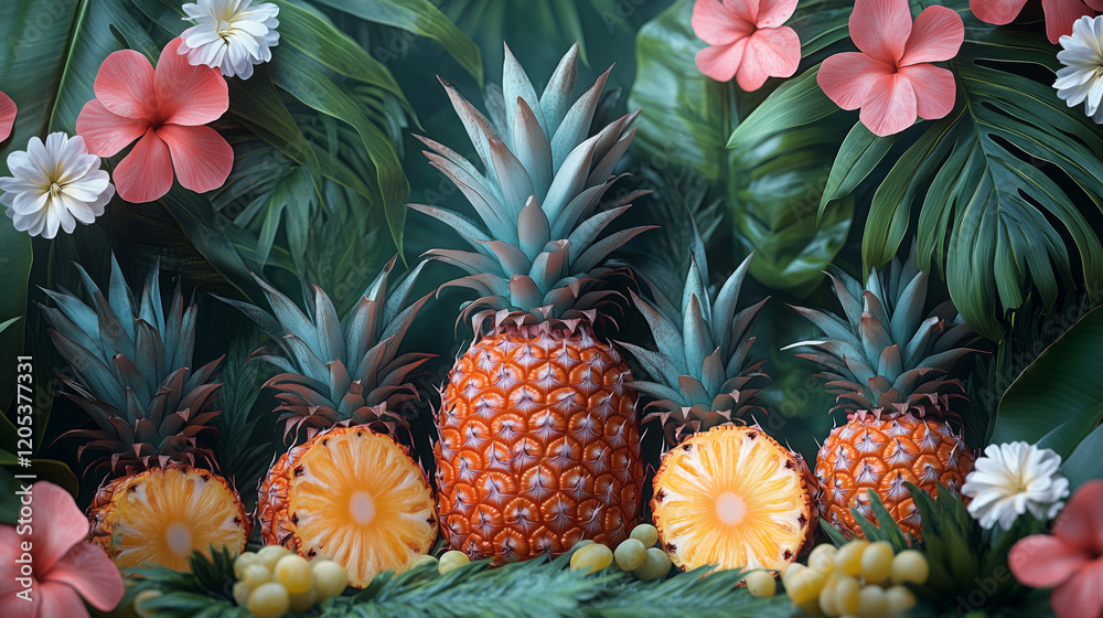 Fototapeta premium Tropical Pineapple Botanical Pattern