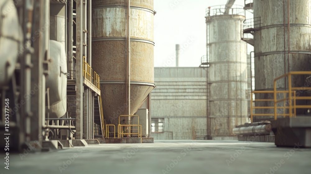 Obraz premium Industrial Complex: A Glimpse into the Heart of Manufacturing