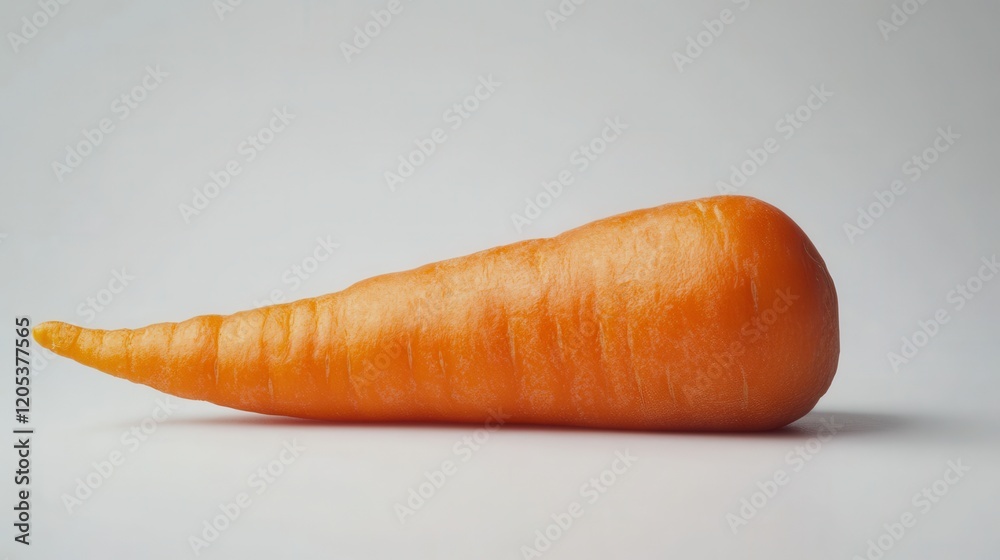 A vibrant orange carrot rests atop a wooden table, showcasing its natural texture and color against a simple background. A vibrant orange carrot rests atop a wooden table, showcasing its natural texture and color against a simple background.