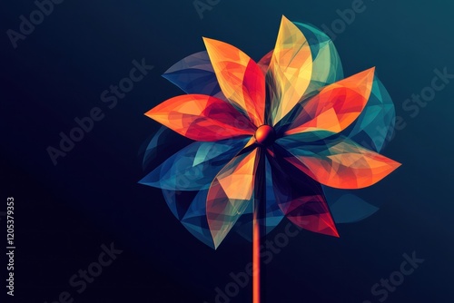 Minimalist Windmill   A stylized windmill with clean lines and vibrant colors.